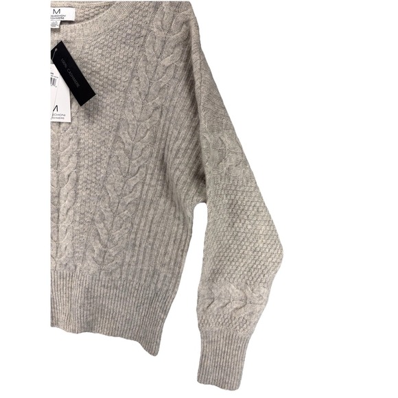 NWT Magaschoni Soft Cashmere Cable Knit Sweater in London Grey MSRP $345 Luxury - Picture 8 of 12